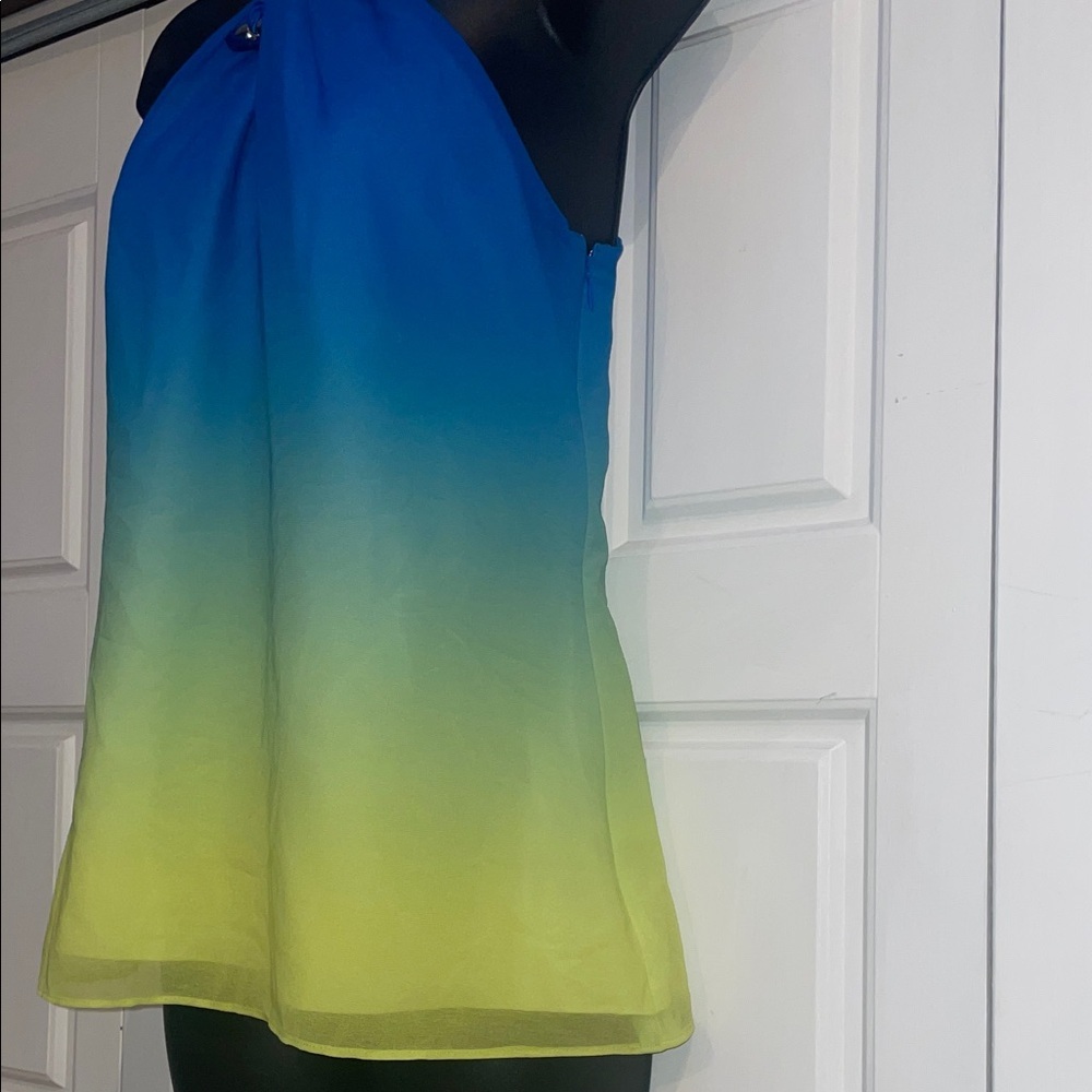 Lauren Ralph Lauren Gradient Blue and Yellow Halter Top - Picture 4 of 9